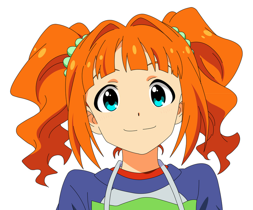 1girl idolmaster looking_at_viewer orange_hair smile takatsuki_yayoi twin_tails