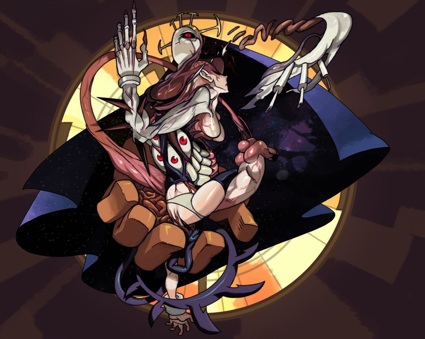 brain breasts double_(skullgirls) duplicate eyes lab_zero_games medium_breasts no_humans official_art organs painwheel_(skullgirls) panties skullgirls solo syringe teeth thighhighs underwear