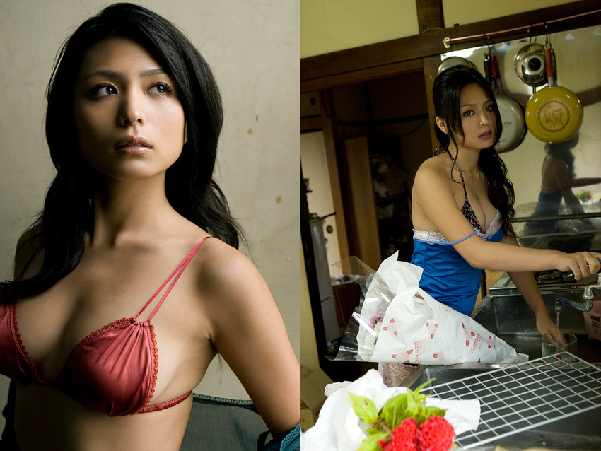 asian bra camisole flower kawamura_yukie kitchen lingerie photo underwear