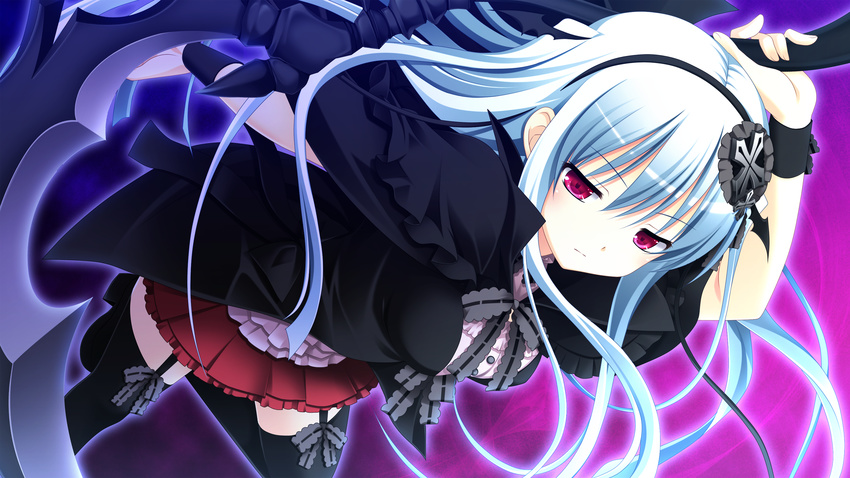 game_cg makita_maki red_eyes scythe shinigami_no_testament vivi_alhazerd white_hair