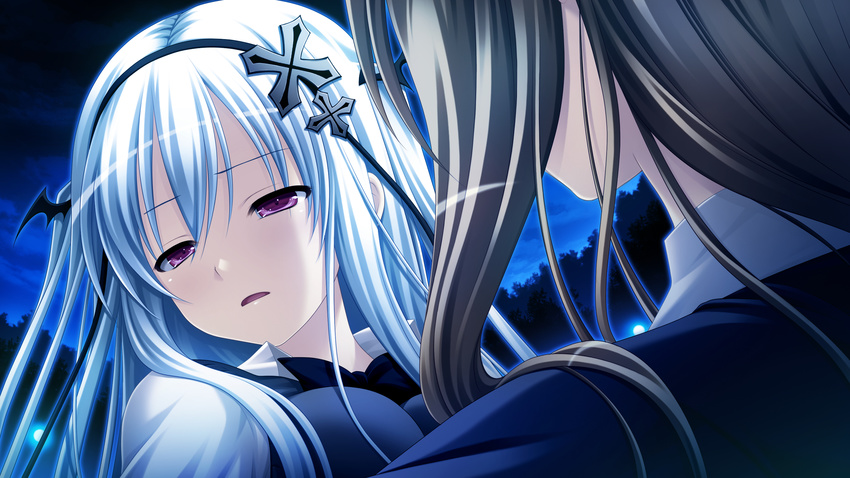 game_cg long_hair makita_maki red_eyes shinigami_no_testament vivi_alhazerd white_hair