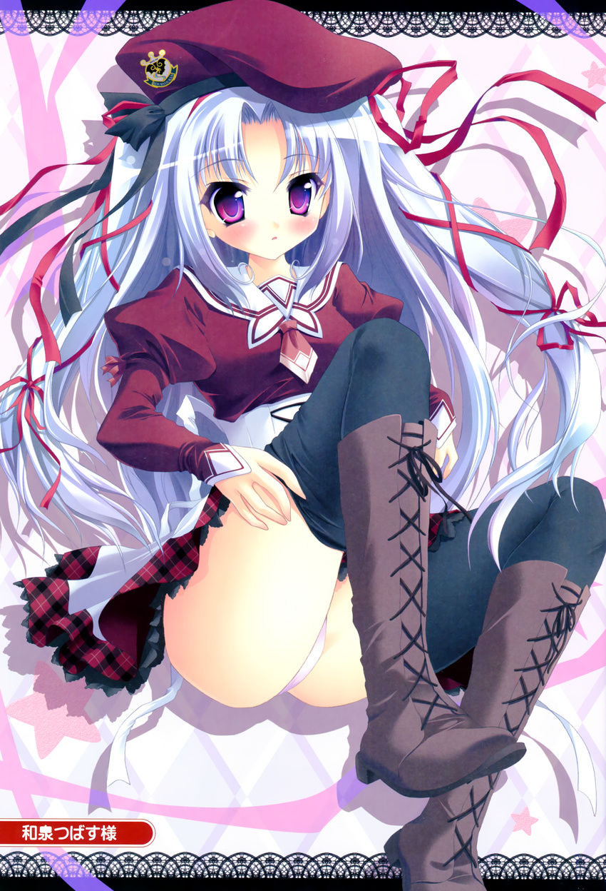 11eyes color_issue hisuitei izumi_tsubasu momono_shiori pantsu seifuku thighhighs