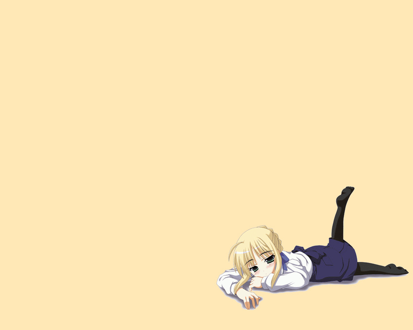 animated animated_gif artoria_pendragon_(all) blonde_hair bored fate/stay_night fate_(series) green_eyes lying pantyhose saber solo wallpaper