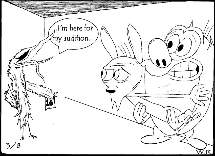 audition bad_crossover pashmenia plain_background ren_hoek scared stimpy watson_roberson white_background