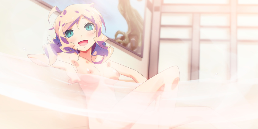 akinoko bath blonde_hair breasts chitoseya_touko game_cg kaminoyu nipples nude