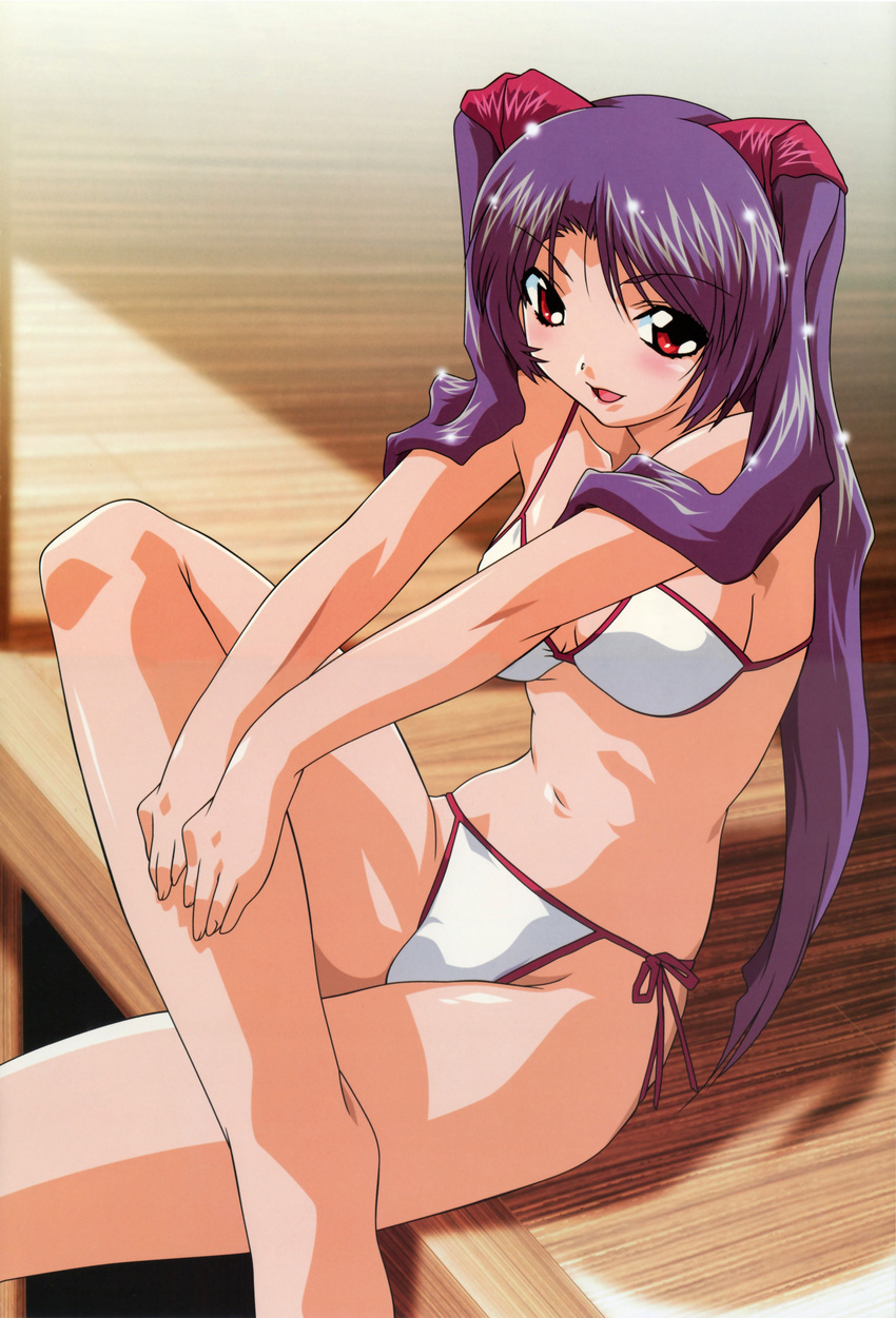 bikini hair highres long purple_hair red_eyes side-tie_bikini solo swimsuit tenshi_no_shippo twintails usagi_no_mika