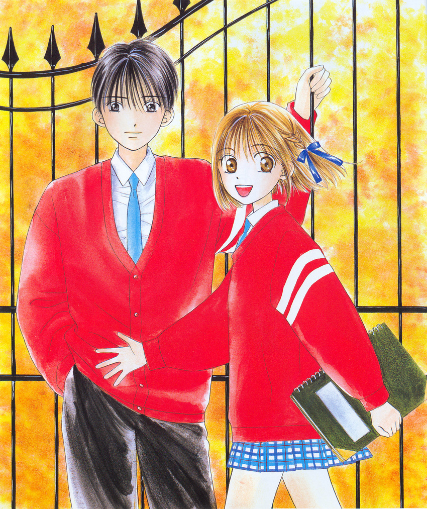 arima_souichirou couple highres kare_kano kareshi_kanojo_no_jijou miyazawa_yukino school_uniform serafuku sweater