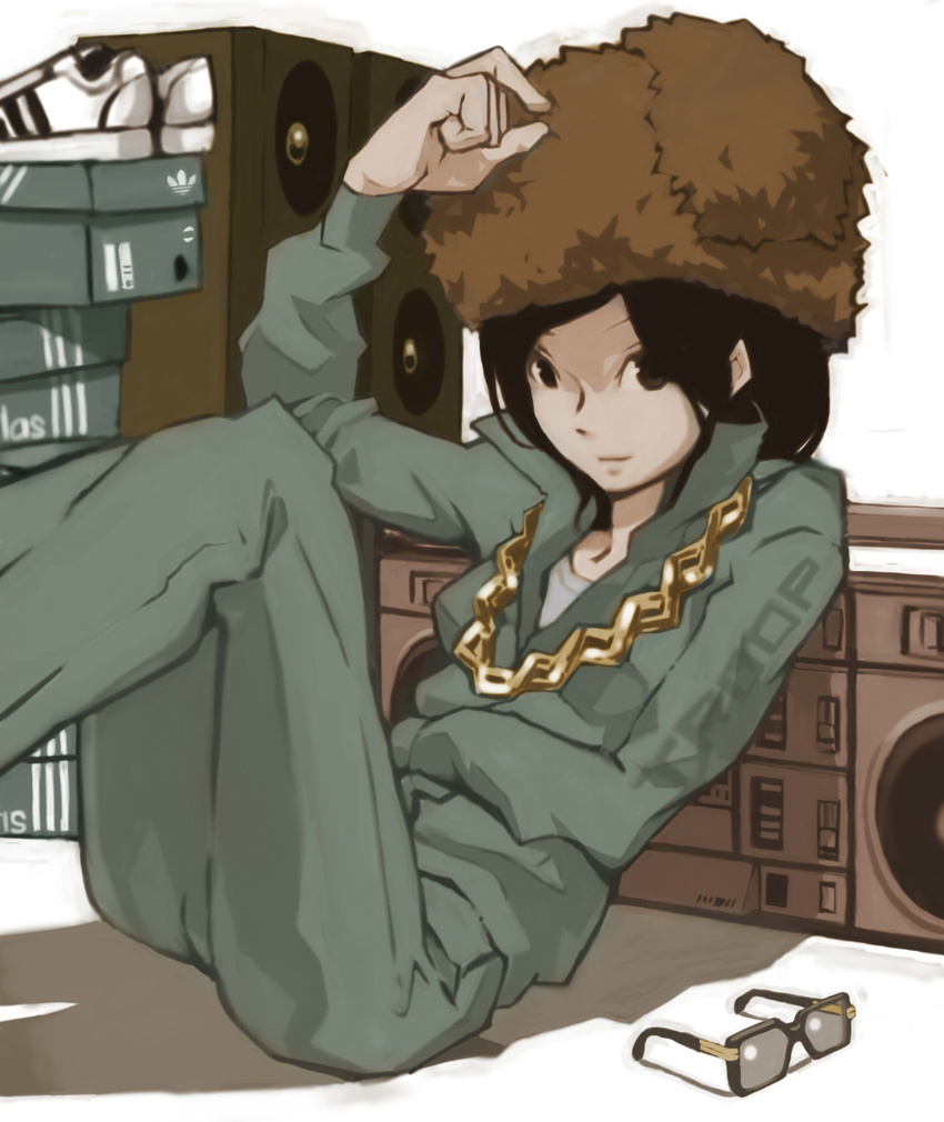 adidas bad_id bad_pixiv_id bling glasses hat highres original shoes solo stereo tomboy tomioka_jirou