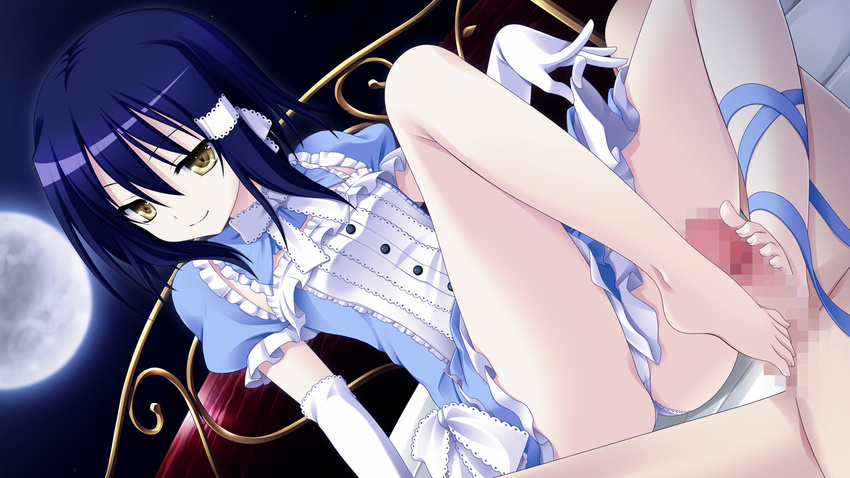 barefoot censored dress elbow_gloves game_cg makita_maki moon penis shinigami_no_testament