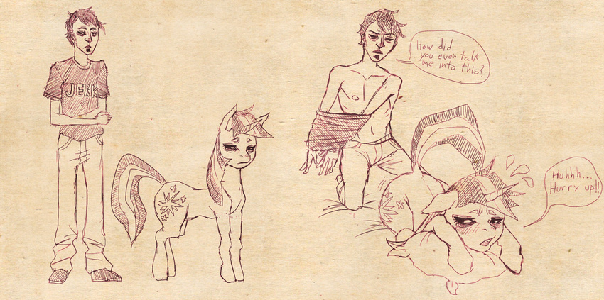 dan_vs duo equine female feral friendship_is_magic horn human jerk male mammal my_little_pony twilight_sparkle_(mlp) undressing unicorn