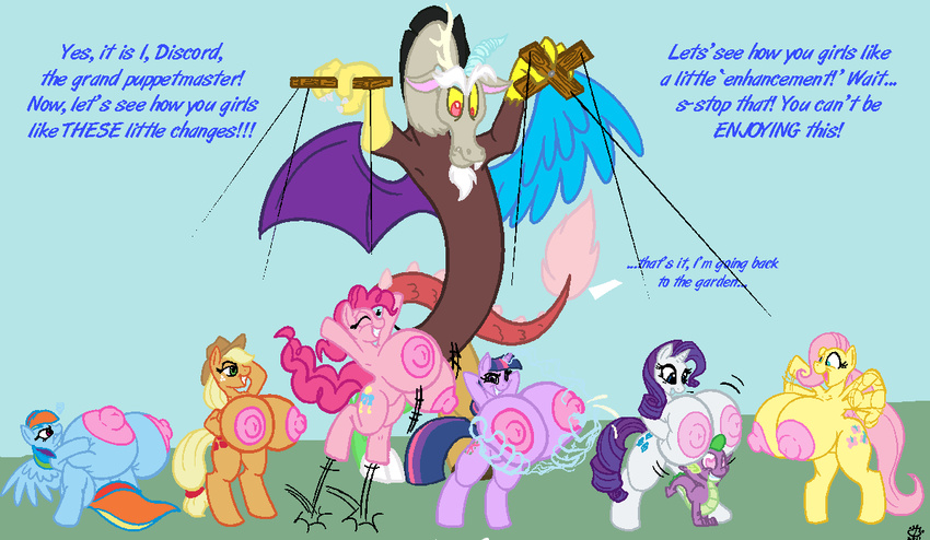 applejack discord fluttershy friendship_is_magic my_little_pony pinkie_pie rainbow_dash rarity spike twilight_sparkle