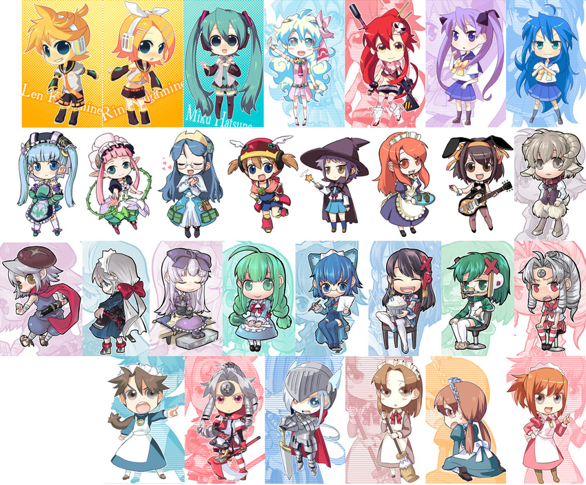 2boys 2k-tan 3.1-tan 6+girls :3 ahoge akazukin apron aqua_eyes aqua_hair aqua_neckwear armor asahina_mikuru black_cape black_hat black_legwear blonde_hair blue_eyes blue_hair boots bow bowl bowtie brother_and_sister brown_eyes brown_hair bunnysuit cape cat chibi detached_sleeves dress drill_hair everyone frills futaba_channel glasses green_eyes green_hair gretel_(otogi-jushi_akazukin) gun hair_bow hair_ornament hair_ribbon hairband hairpin hat hatsune_miku headphones headset helmet hidoi hiiragi_kagami homeko horns ibara-hime itai izumi_konata kagamine_len kagamine_rin kanan_(karehane) kita_high_school_uniform kudoi long_hair lucky_star maid maid_apron maid_headdress me-tan medoi modoi mole mole_under_eye multicolored_hair multiple_boys multiple_girls nagato_yuki necktie nia_teppelin nijiura_maids orange_hair orange_hairband os-tan otogi-juushi_akazukin pantyhose pink_dress pink_hair ponytail purple_bow purple_dress purple_hair red_cape red_eyes red_hair ribbon rice rice_bowl rifle ryouou_school_uniform sailor_collar school_uniform serafuku shirayuki-hime shitsuji short_hair shorts siblings silver_hair skirt skull_hair_ornament smile sniper_rifle spring_onion suzumiya_haruhi suzumiya_haruhi_no_yuuutsu sword tengen_toppa_gurren_lagann thigh_boots thighhighs twins twintails two-tone_hair very_long_hair visbou vista-tan vistake vocaloid weapon witch_hat xp-tan xp_home-tan yellow_eyes yellow_neckwear yoko_littner