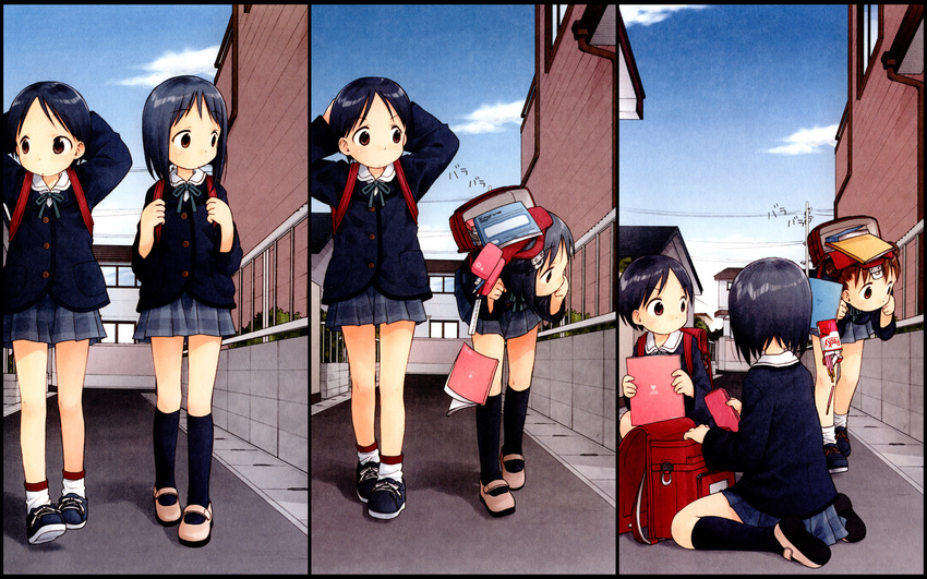 backpack bag barasui character_request color comic highres pocky randoseru school_uniform serafuku watashi_no_oniichan