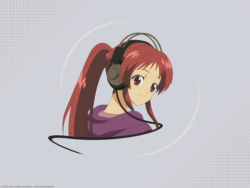 headphones highres onda_aka ponytail rec red_hair solo vector_trace wallpaper
