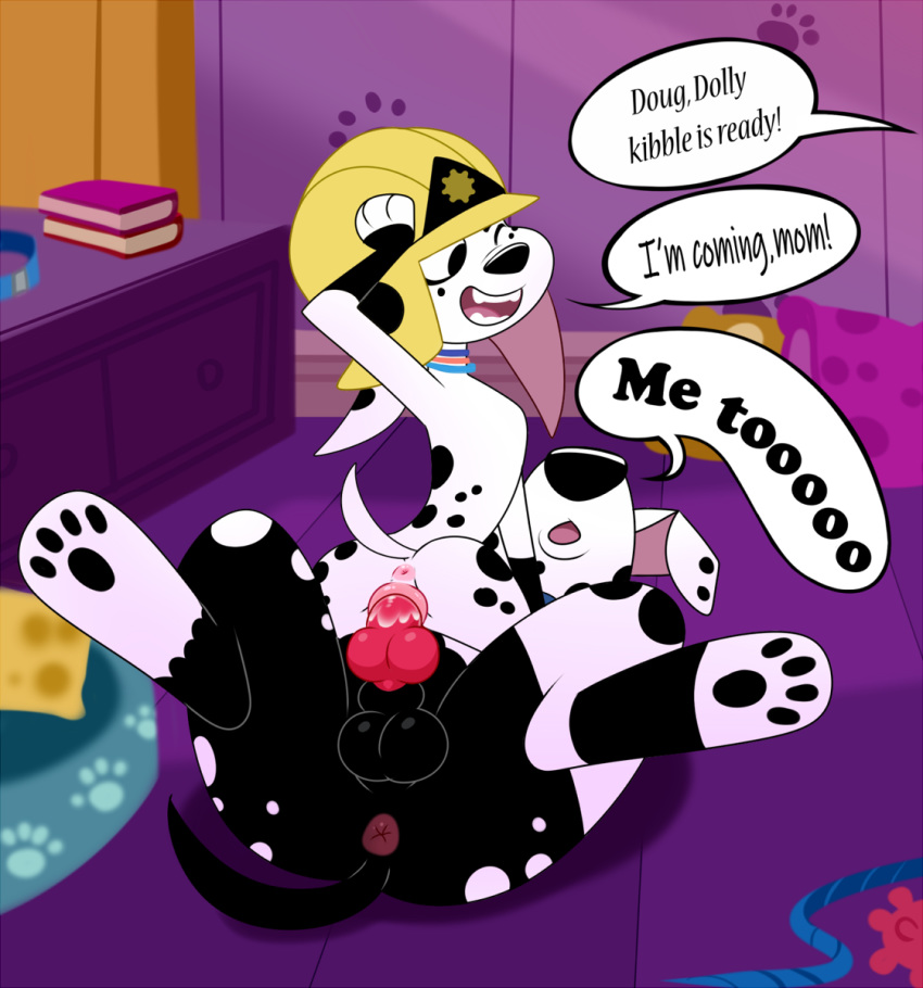 101_dalmatian_street 101_dalmatians 2018 animal_genitalia animal_penis anthro anus canine canine_penis cowgirl_position cum cum_on_penis dalmatian daughter dialogue disney dog dolly_(101_dalmatians) doug_(101_dalmatians) duo english_text father father_and_daughter female female_on_top hat hi_res incest lonbluewolf male male/female male_penetrating mammal on_top parent penetration penis pussy sex text vaginal vaginal_penetration