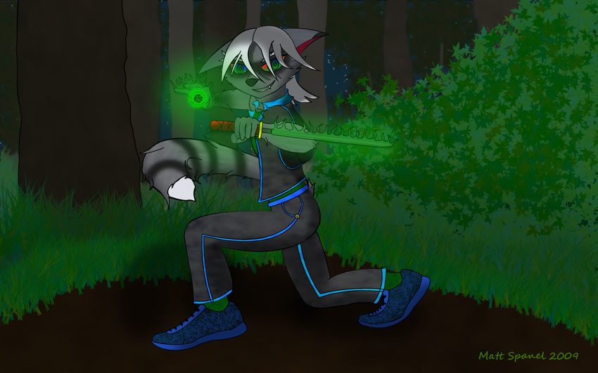 coon fantasy fight fire forest fox green invalid_tag magic mammal modern raccoon sci-fi scifi scify sword tree weapon wood xell0ss