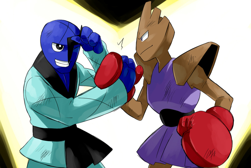 boxing_gloves good_frog hitmonchan nintendo no_humans pokemon sawk simple_background