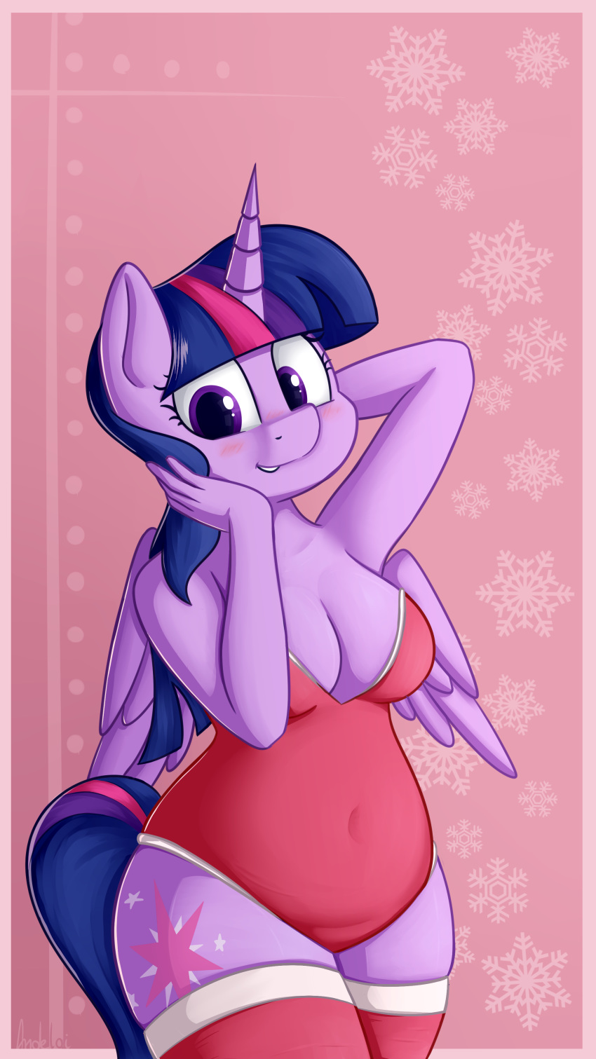 andelai anthro belly breasts cleavage clothed clothing digital_media_(artwork) equine female friendship_is_magic horn legwear leotard mammal my_little_pony navel simple_background slightly_chubby solo twilight_sparkle_(mlp) unicorn wide_hips wings