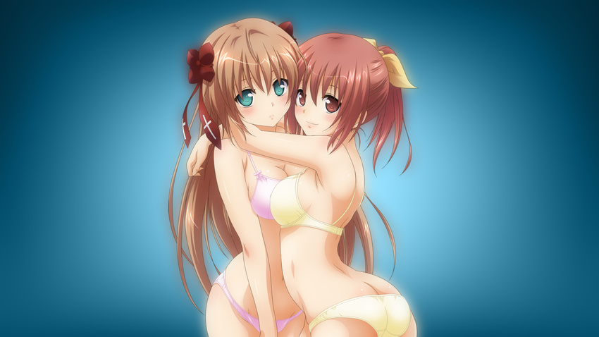 blonde_hair blue_eyes brown_eyes long_hair mayoi_neko_overrun! red_hair tagme underwear