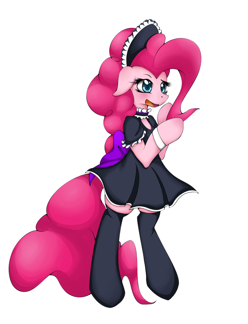 2012 blue_eyes blush clothing equine female friendship_is_magic hair horse long_hair maid maid_uniform my_little_pony open_mouth pink_hair pinkie_pie_(mlp) pony skirt smitty_g solo standing stockings