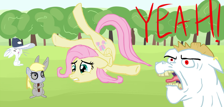 angel_(mlp) angel_bunny_(mlp) arrkhal bulk_biceps_(mlp) contortion cutie_mark derpy_hooves_(mlp) english_text equine facepalm facepaw female feral flexible fluttershy_(mlp) friendship_is_magic hat horse lagomorph male mammal mask my_little_pony pegasus pony rabbit roid_rage_(mlp) text wings