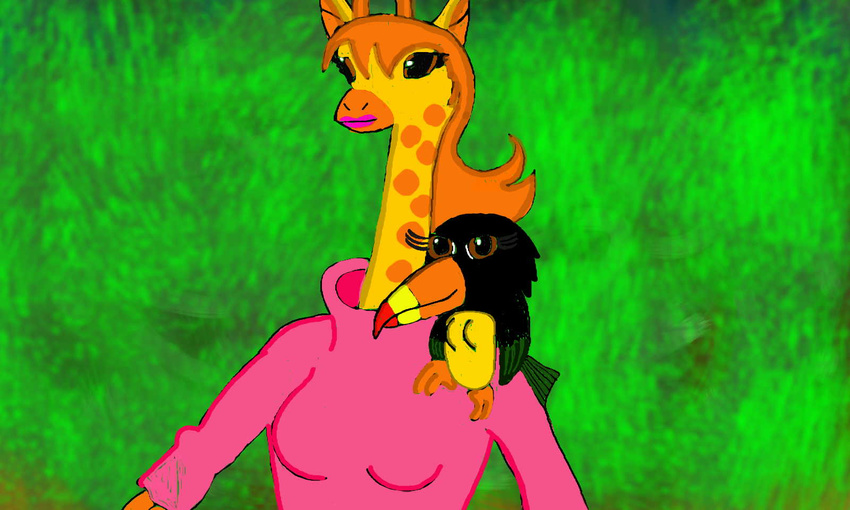 female ingrid_giraffe looking_at_viewer lupe_toucan my_gym_partner's_a_monkey my_gym_partner's_a_monkey unknown_artist what