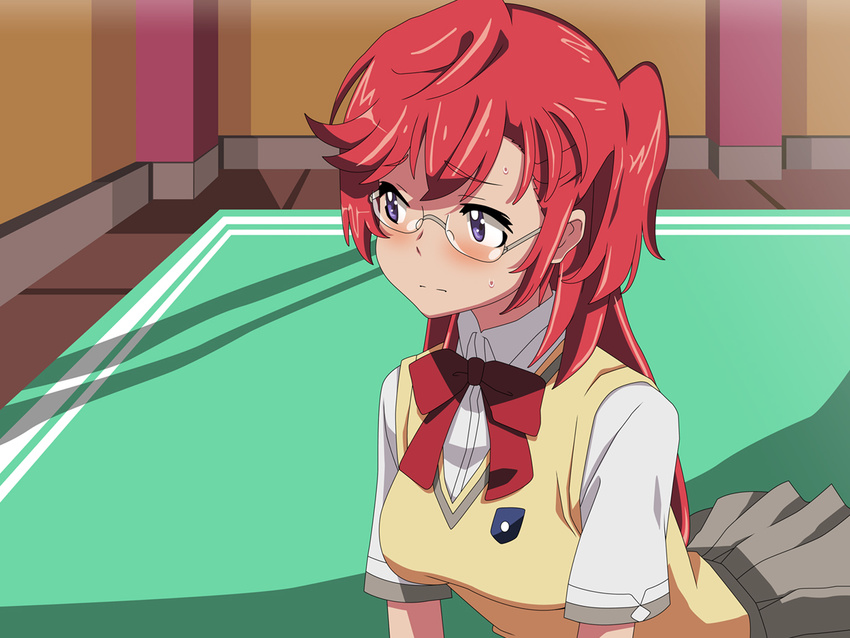 ano_natsu_de_matteru blush breasts glasses purple_eyes red_hair school_uniform takatsuki_ichika