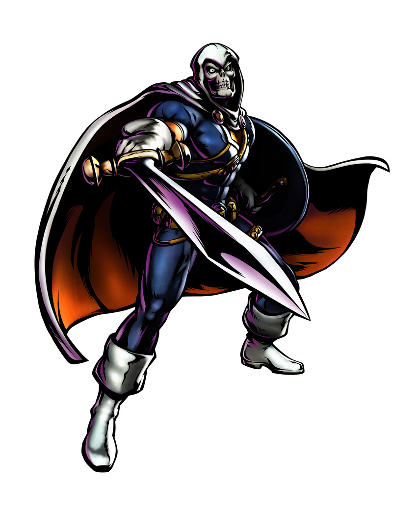 1boy absurdres arrow boots capcom cape highres male male_focus marvel marvel_vs._capcom marvel_vs._capcom_3 marvel_vs_capcom marvel_vs_capcom_3 mori_toshiaki official_art shinkiro solo sword taskmaster weapon