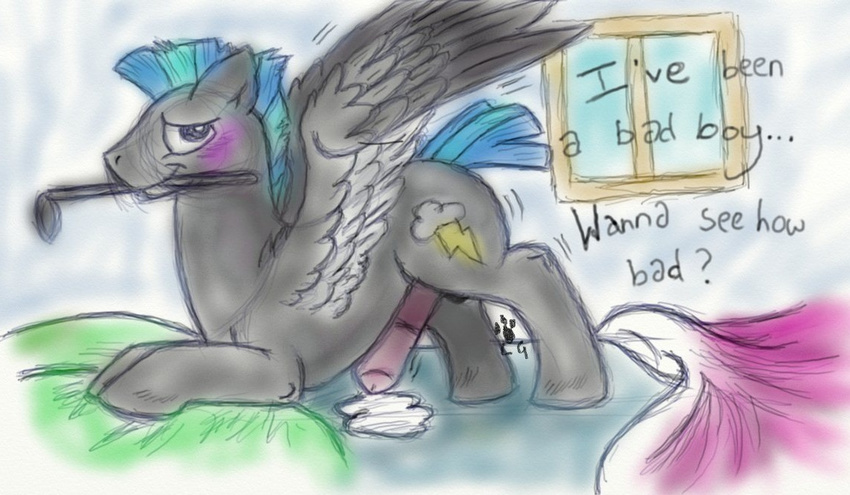 equine feral horse loupgaros male mammal my_little_pony pegasus pony shirking thunder thunderlane_(mlp) wings