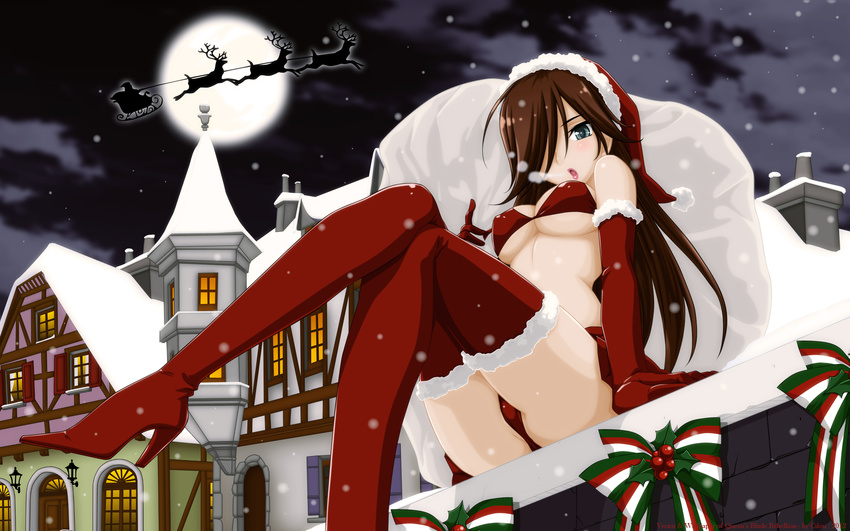 christmas moon queen's_blade santa_costume tagme_(character) thighhighs vector