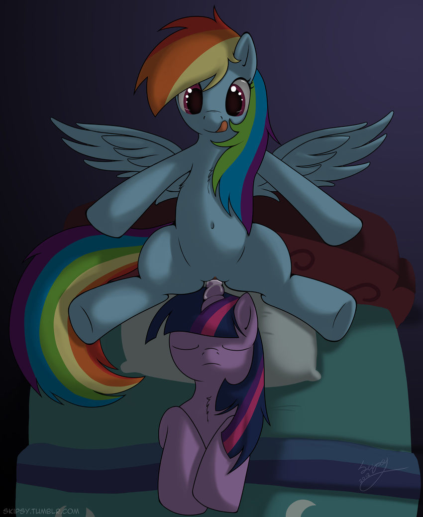 bed bedroom equine female feral forced friendship_is_magic hair horn hornjob horse lesbian long_hair looking_at_viewer mammal multi-colored_hair my_little_pony navel pegasus penetration pillow pony purple_eyes purple_hair pussy rainbow_dash_(mlp) rainbow_hair rape sex skipsy sleep_creeping sleeping somnophilia tongue tongue_out twilight_sparkle_(mlp) unicorn vaginal vaginal_penetration wing_boner wings