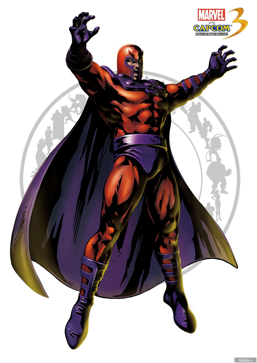 1boy absurdres capcom cape highres magneto male male_focus marvel marvel_vs._capcom marvel_vs_capcom official_art x-men