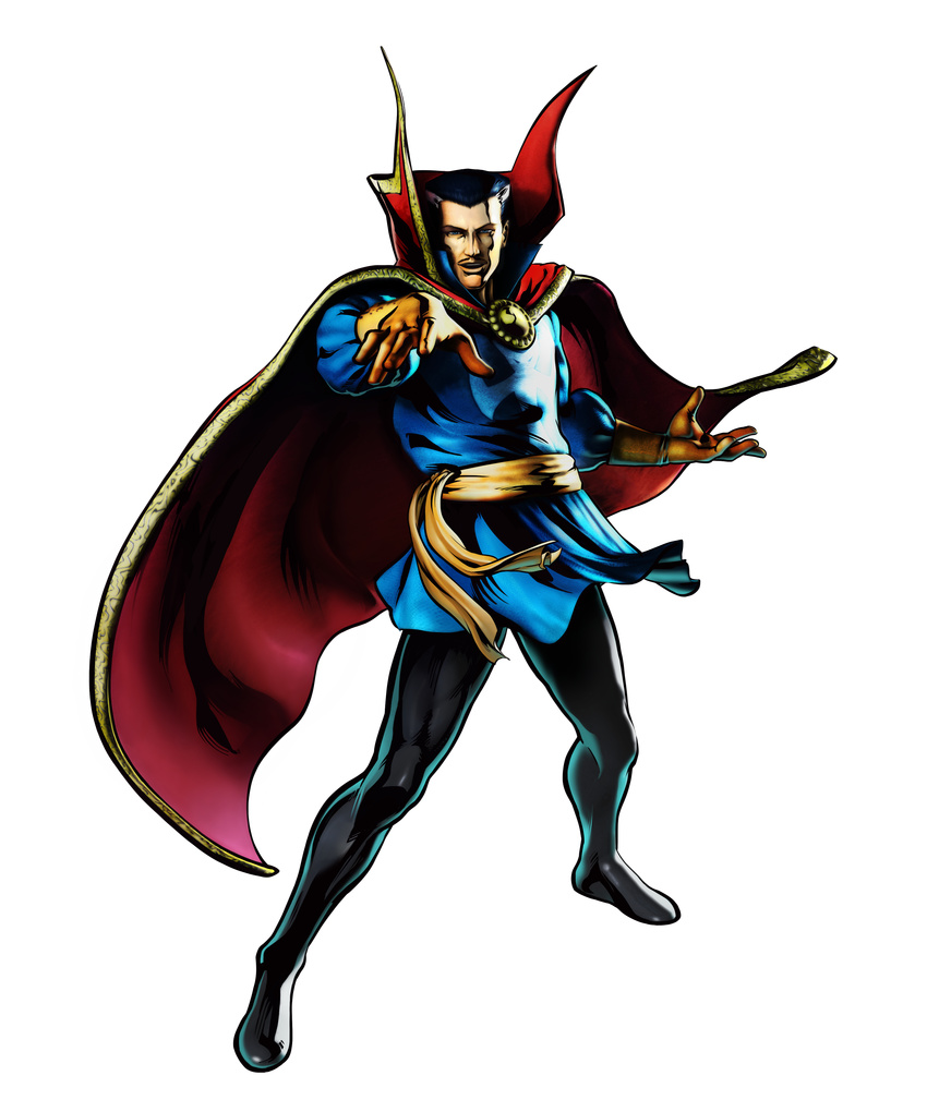 absurdres capcom cape doctor_strange highres male male_focus marvel marvel_vs._capcom marvel_vs._capcom_3 marvel_vs_capcom marvel_vs_capcom_3 mori_toshiaki multicolored_hair official_art shinkiro short_hair solo