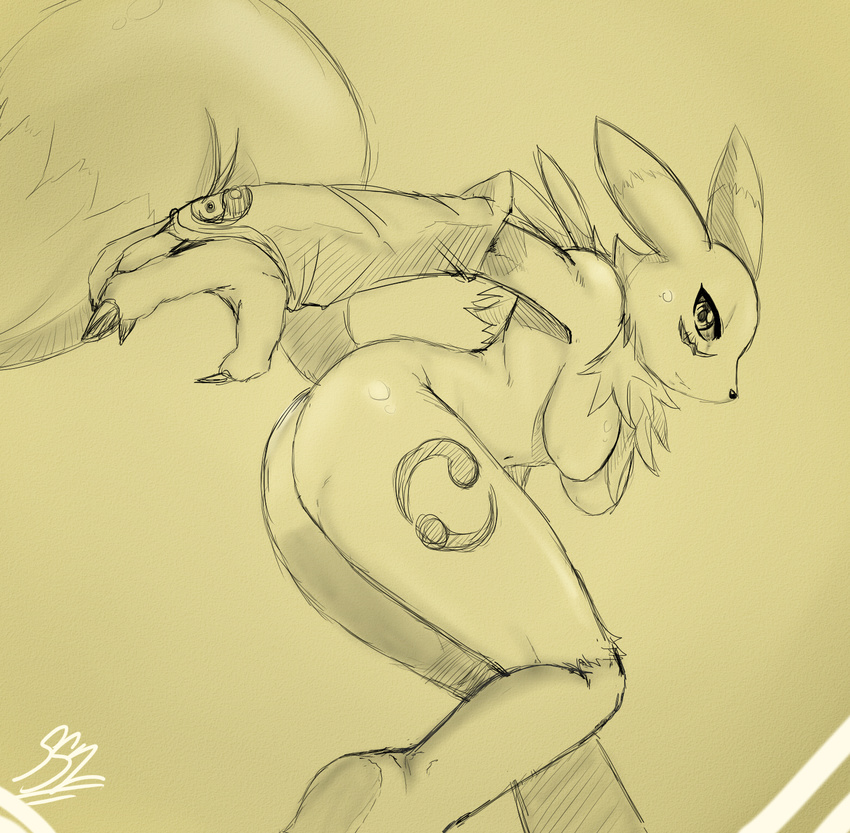 butt canine digimon female fox looking_at_viewer mammal renamon solo sssonic2