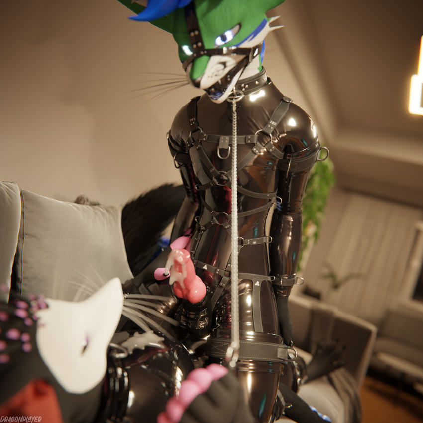 1:1 3d_(artwork) absurd_res anal anal_penetration animal_genitalia animal_penis anthro anthro_on_anthro anthro_penetrated anthro_penetrating anthro_penetrating_anthro armwear ball_gag balls bdsm biped black_latex blender_(software) blender_cycles blue_body blue_fur bodily_fluids bondage bondage_gear bound canid canine canine_genitalia canine_penis chain chain_leash claws clothed clothing collar couch_sex cramberfy cuffs_(clothing) cum cum_drip cum_dripping_from_penis cum_inside cum_on_penis digital_media_(artwork) dominant dominant_male dragonplayer dripping drone duo ejaculation erection eye_contact fox fur furniture gag gagged genital_fluids genitals glistening glistening_body green_body green_fur grey_body hair harness harness_ball_gag harness_gag hi_res hindpaw humiliation inside knot latex latex_armwear latex_clothing latex_legwear leash leash_pull leashed_collar leather leather_harness legwear looking_at_another lying lying_on_sofa male male/male male_penetrated male_penetrating male_penetrating_male mammal mouth_closed multicolored_body muzzle_(object) muzzled on_back on_ground on_sofa open_mouth orgasm paws penetration penis pillow pink_penis reflection restraints rexouium riding riding_cock rubber_clothing rubber_suit sex sitting_on_another slim slim_anthro slim_male slim_sub smile sofa submissive submissive_male tail tight_clothing vapocute white_body