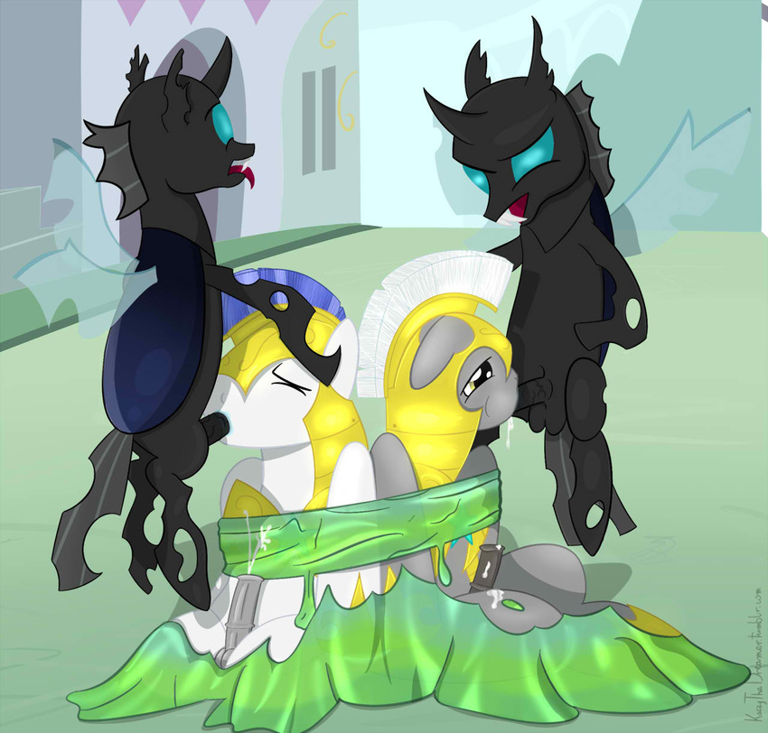 changeling_(mlp) cum foursome friendship_is_magic gay kaczythedreamer male my_little_pony oral royal_guard_(mlp) sex