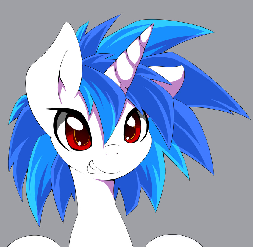 2012 blue_hair blue_hairs cute equine female friendship_is_magic hair horn horse my_little_pony red_eyes short_hair smile smitty_g solo two_tone_hair unicorn vinyl_scratch_(mlp)