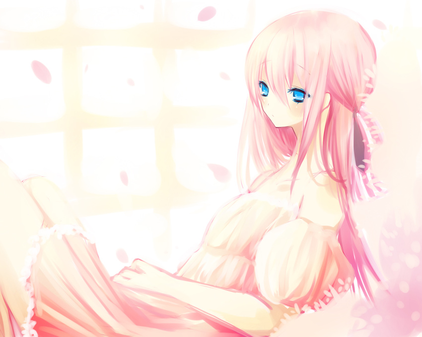 ayakichi blue_eyes dress long_hair megurine_luka original pink_hair solo