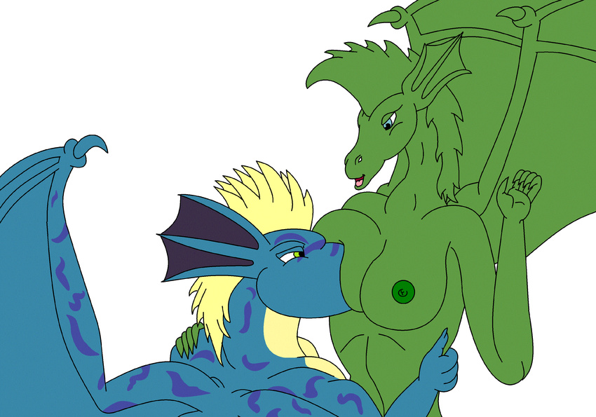 blue blue_body breasts bugboy1 dragon female green green_body hi_res nipples nude nursing scales skyfire01 third_space thirdspace tongue