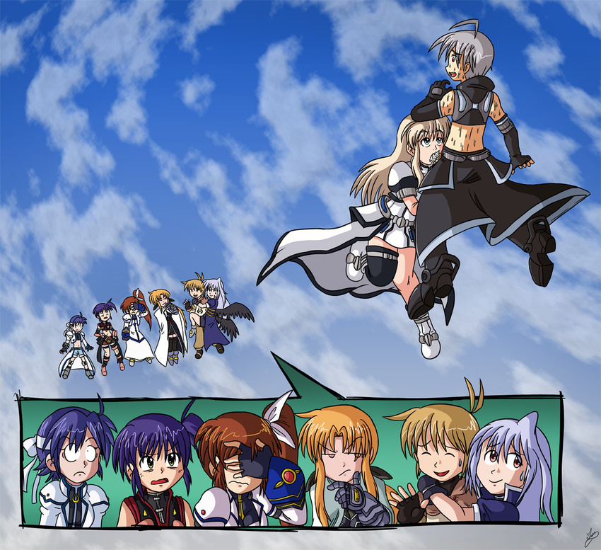 darkyamatoman fate_testarossa isis_eaglet lily_strosek mahou_shoujo_lyrical_nanoha nanoha_takamachi reinforce subaru_nakajima thoma_avenir yuuno_scrya