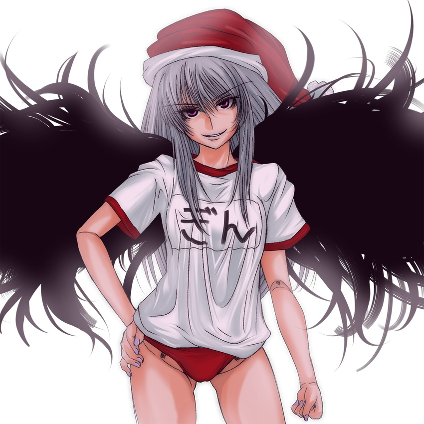 artist_request black_wings buruma gym_uniform hat highres rozen_maiden santa_hat solo suigintou wings