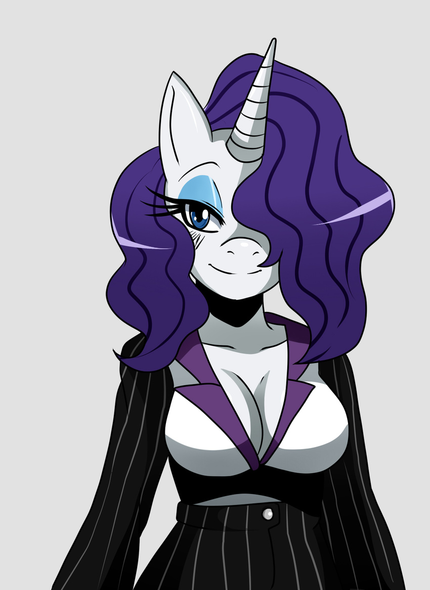anthro anthrofied blue_eyes breasts cleavage clothed clothing equine female friendship_is_magic horn horse looking_at_viewer mammal my_little_pony pony purple_eyes rarity_(mlp) smile solo sssonic2 unicorn