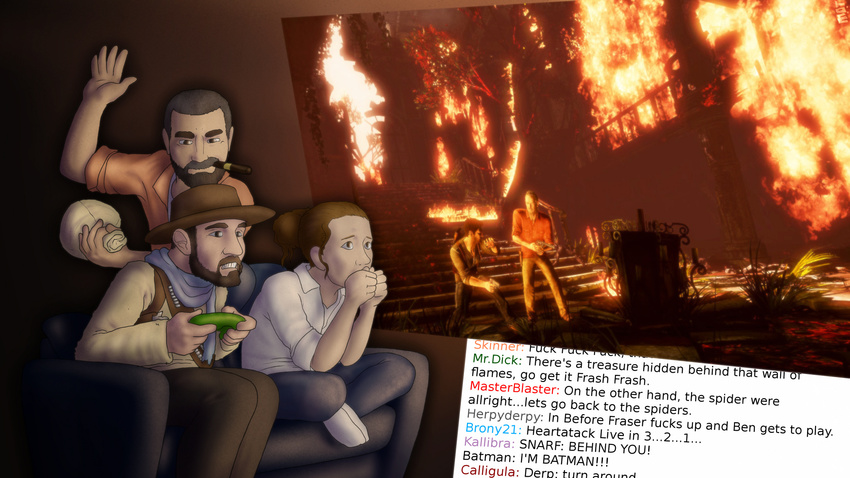 fanart sitting soon_to_be_killed_with_fire trolling unchartered vga_fanart video_games