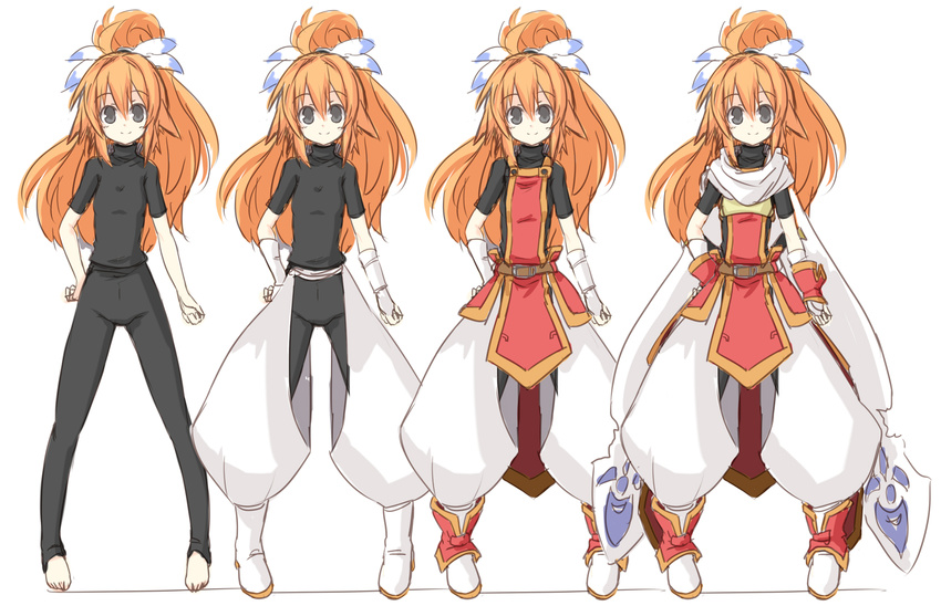 character_sheet fiana_else hand_on_hip harem_pants highres long_hair looking_at_viewer pants pixiv_fantasia pixiv_fantasia_5 simple_background smile very_long_hair white_background yu-ves