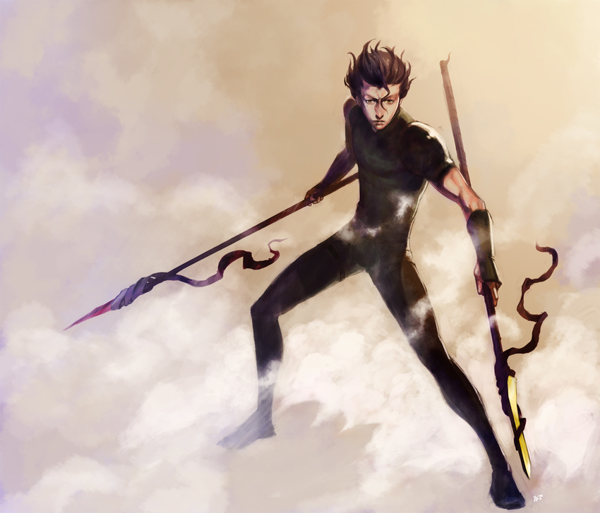 fate/zero fate_(series) gae_buidhe gae_dearg ideissai lancer_(fate/zero) male_focus mole mole_under_eye polearm solo spear weapon yellow_eyes