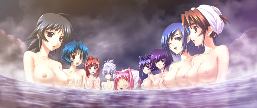 ayamine_kei beach highres kagami_sumika kashiwagi_haruko koubuin_yuuhi mitsurugi_meiya muvluv muvluv_altered_fable nude onsen sakaki_chizuru tamase_miki towel yashiro_kasumi