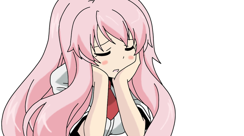 1girl baka_to_test_to_shoukanjuu blush eyes_closed himeji_mizuki long_hair photoshop pink_hair school_uniform vector_trace