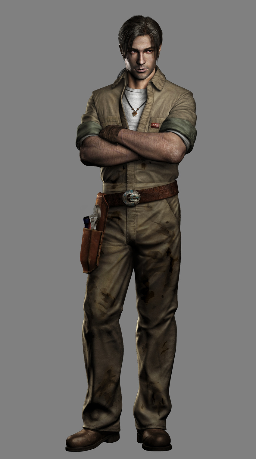 1boy absurdres belt capcom david_king game highres male male_focus resident_evil resident_evil_outbreak solo survival_horror tools