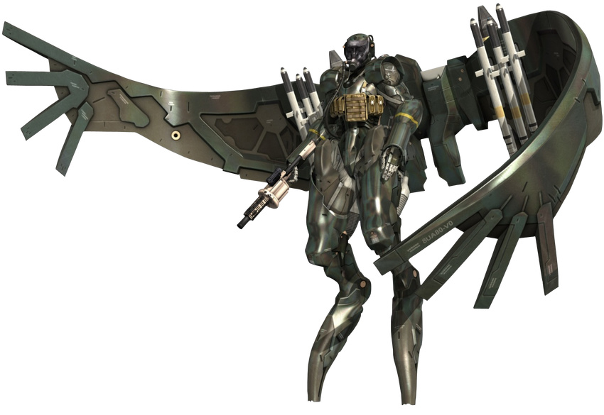 grenade_launcher gun guns_of_the_patriots highres metal_gear metal_gear_(series) metal_gear_4 metal_gear_solid metal_gear_solid_4 missile power_suit raging_raven weapon wings