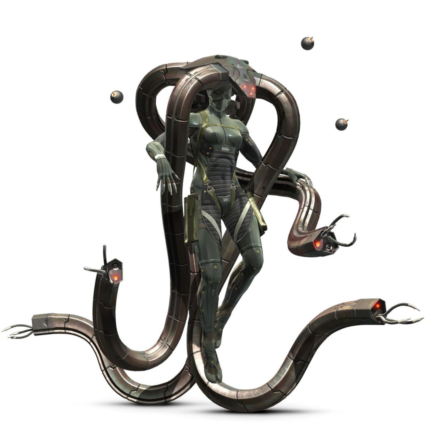 1girl 3d armor female full_body highres laughing_octopus metal_gear metal_gear_(series) metal_gear_solid metal_gear_solid_4 power_suit simple_background solo tentacle white_background